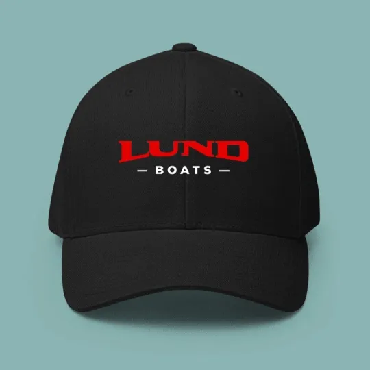 Discover Lund Boats Logo Print Black Baseball Cap Adjustable