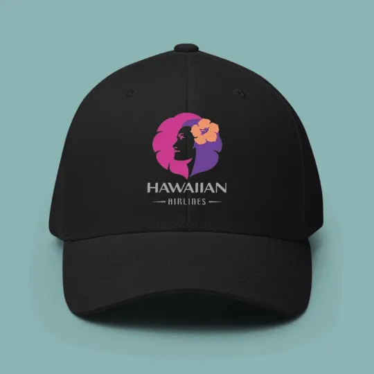 Discover Hawaiian Airlines Logo Black Baseball Cap Adjustable