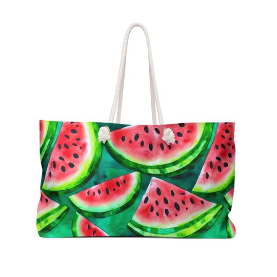 Discover Watermelon Print Weekender Bag: Summer Travel Tote, Beach Pool Bag