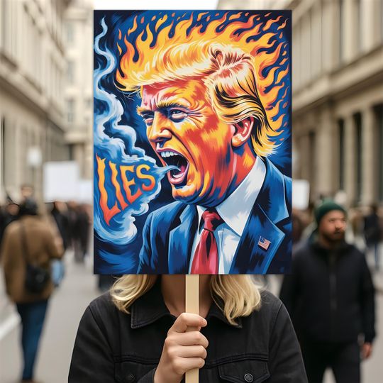 Discover Trump Lies - No Kings In America Protest Sign, Anti-Trump Resistance, Political Activist Poster, Rally Sign, Resist Fascism Protest Poster