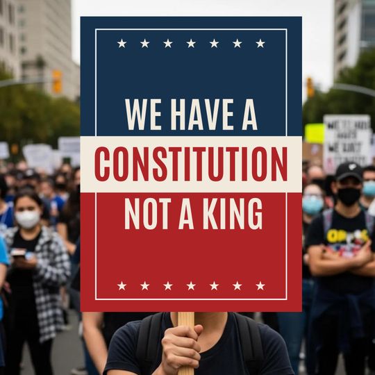 No Kings In America Protest Sign, Anti-Trump Resistance, Political Activist Poster, Rally Sign, Resist Fascism Sign, We Have A Constitution