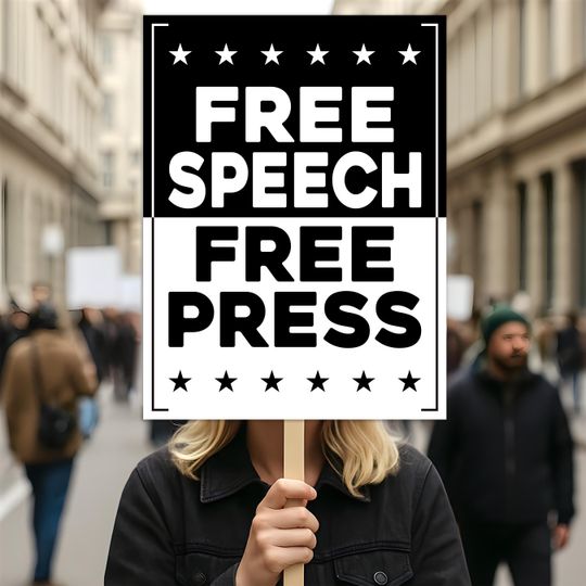 Free Speech Free Press Protect Democracy Protest Sign, Anti-Trump, Political Activist Rally Sign, Resist Racism, Resist Fascism Poster