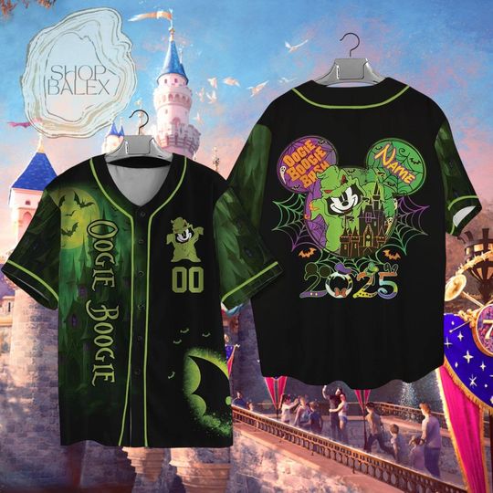 Discover Custom Oogie Boogie Halloween Jersey 2025, Spooky Disney Baseball Jersey, Nightmare Party Costume Shirt, Halloween Disney Fan Gift