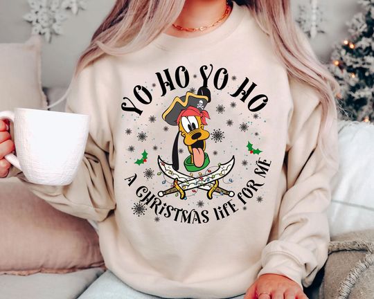 Discover Retro Pluto Pirate Christmas Shirt | Vintage Disney Xmas Tee | Family Matching Disney World Holiday Outfit