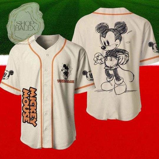 Discover Custom Mickey Mouse Sketch Baseball Jersey, Vintage Disney Jersey Shirt