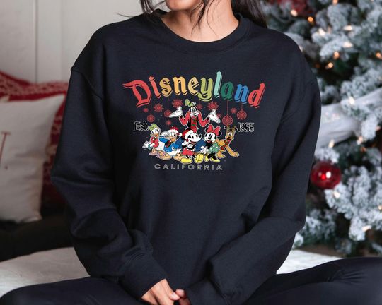 Discover Retro Disneyland California Sweatshirt | Vintage Mickey Minnie Donald Goofy Pluto Tee | Disney Family Matching Holiday Outfit