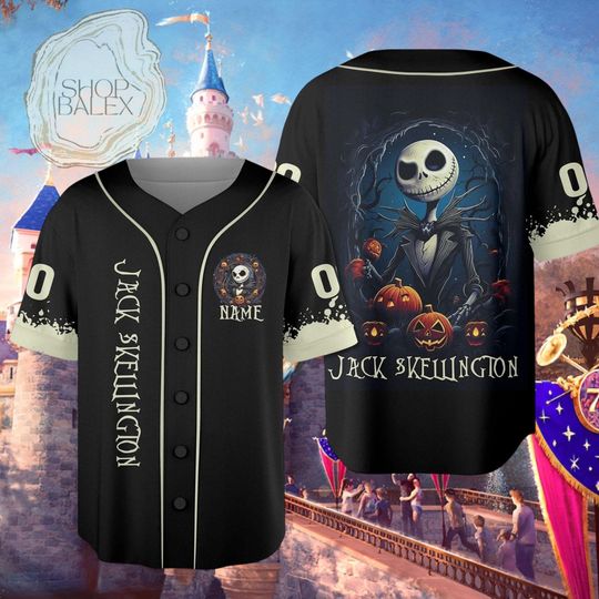 Discover Custom Jack Skellington Halloween Baseball Jersey, Nightmare Before Christmas Jersey Shirt