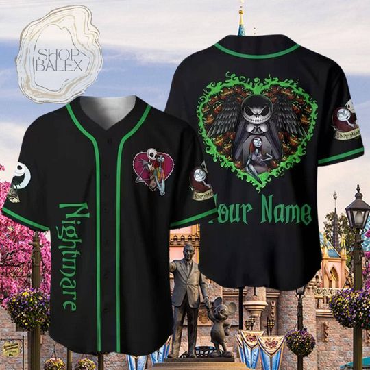 Discover Custom Nightmare Before Christmas Baseball Jersey, Jack Skellington & Sally Jersey Shirt