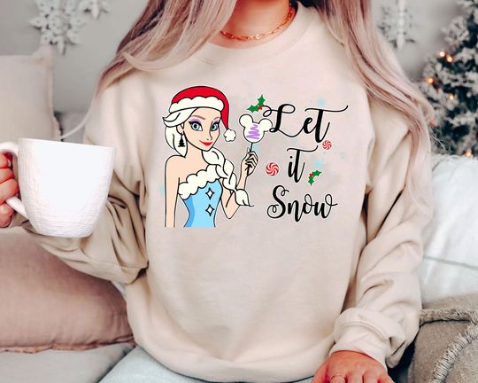 Discover Retro Elsa Frozen Christmas Shirt | Vintage Disney Princess Let It Snow Tee | Family Matching Holiday Disney World Outfit