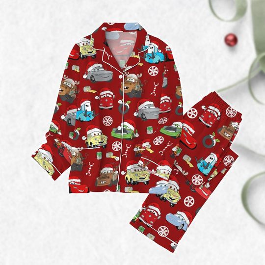 Discover Christmas Cars Pajamas Set, Lightning McQueen Holiday Pajamas, Tow Matter Sally Set Of Pajamas, Racing Cars Pjs, Disney Xmas Party Gift