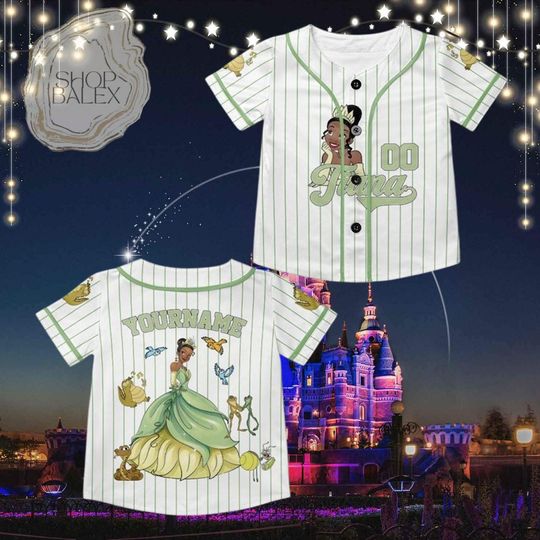Custom Tiana Princess Baseball Jersey, Princess and the Frog Jersey Shirt