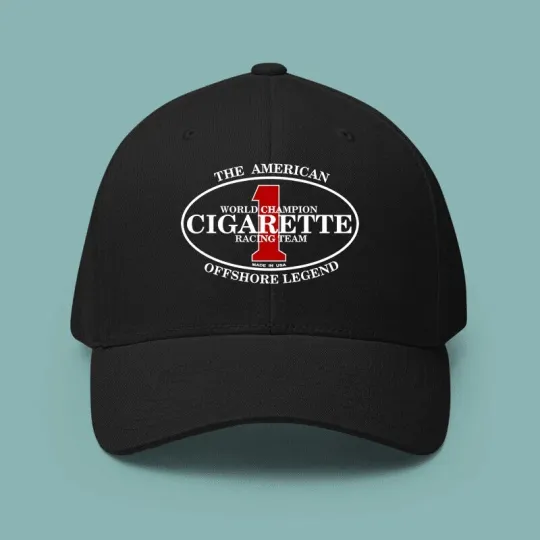 Discover Cigarette Racing Logo Printed Black Baseball Cap Adjustable