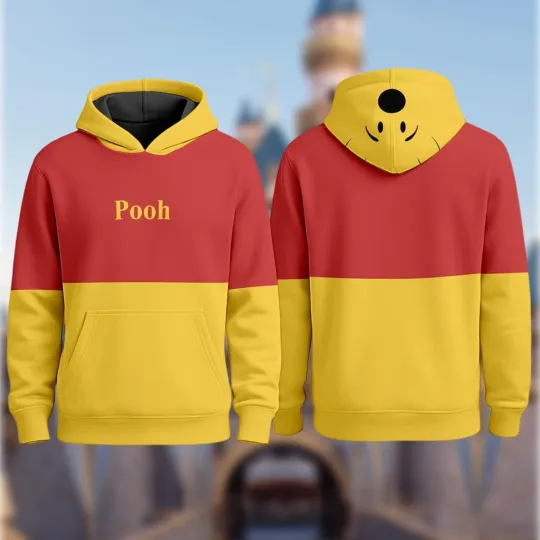 Discover Winnie The Pooh 3D Costume Shirt, Yellow Pooh Bear Cosplay Costume Hoodie, Hallo
