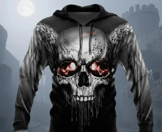 Discover Halloween Winged Skull Hoodie - 3D All Over Print