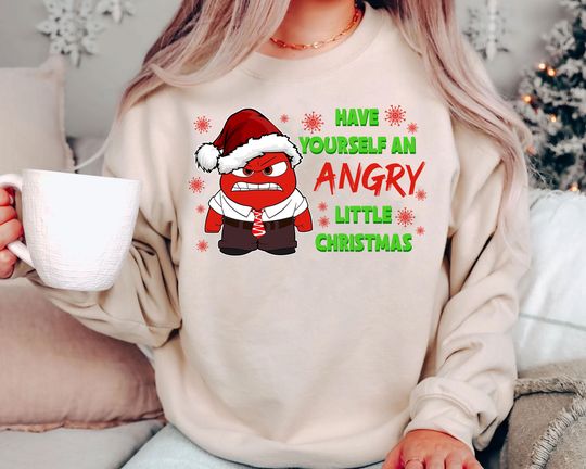 Discover Inside Out Anger Christmas Sweatshirt | Funny Disney Pixar Holiday Tee | Retro Ugly Sweater Party Top 2025 | Family Matching Xmas Gift