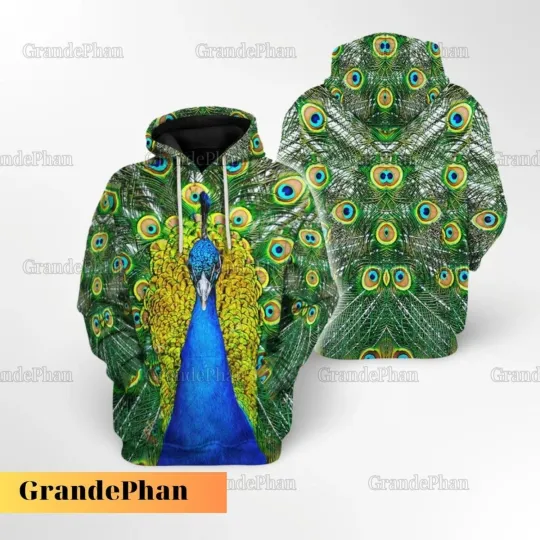 Discover Halloween Peacock Animal Cosplay Costume 3D Hoodie