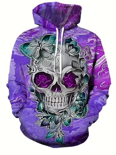 3D Skull Colorful Halloween Theme All Over Print Hoodie