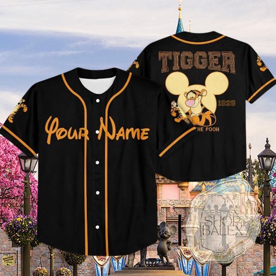 Discover Tigger Baseball Jersey Shirt, Winnie the Pooh Disney Jersey, Custom Name Number Jersey