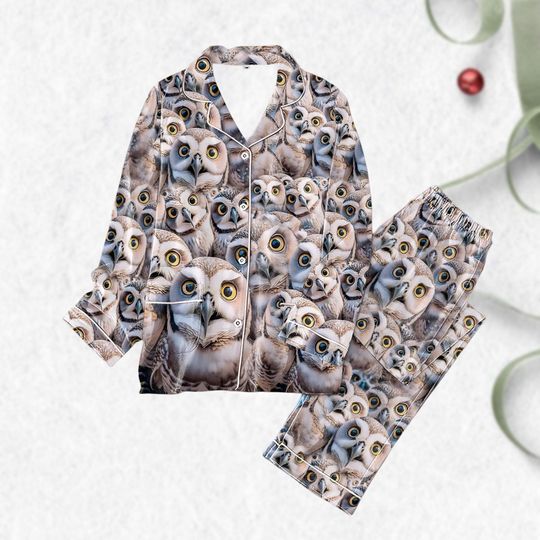 Discover Owl Pajama Set for Women, Cute Bird Pajamas, Family Matching Sleepwear, Pet Lover Pajamas, Party Sleepwear