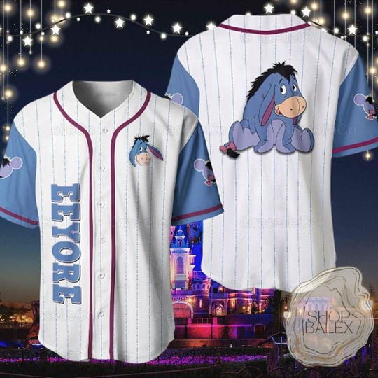 Discover Eeyore Baseball Jersey Shirt, Winnie the Pooh Disney Jersey, Unisex Cartoon Jersey Top