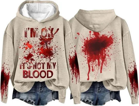 Discover Blood Printed Halloween Theme Print Hoodie - 3D All Over Print Hoodie