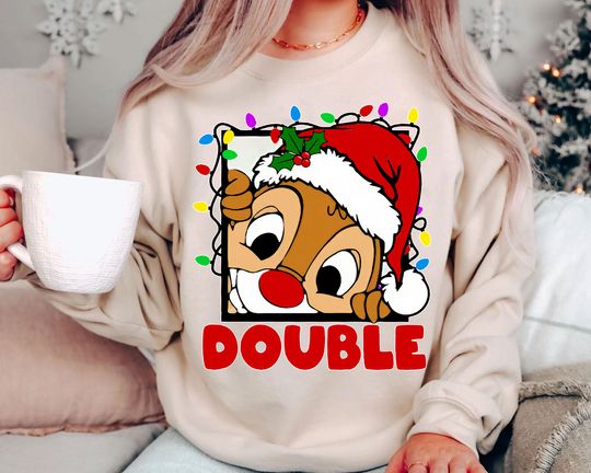 Discover Chip and Dale Double Trouble Christmas Shirt | Retro Vintage Disney Holiday Tee 2025 | Funny Chipmunk Xmas Top | Disney Trip Family Matching