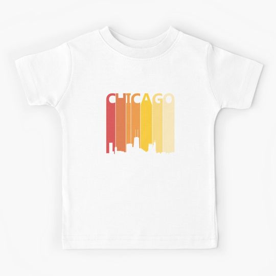 Discover Retro Chicago Skyline Silhouette Kids T-Shirt