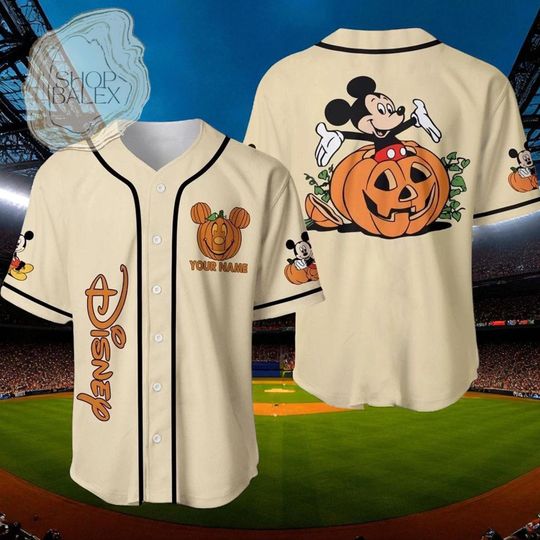 Discover Custom Disney Halloween Baseball Jersey, Mickey Pumpkin Jersey Shirt