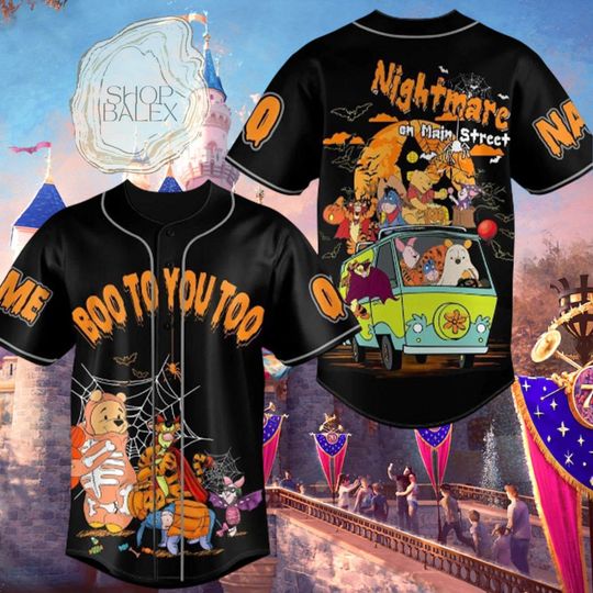 Discover Halloween Boo To You Jersey Shirt, Nightmare on Main Street Baseball Jersey, Spooky Cartoon Costume Top, Unisex Halloween Outfit