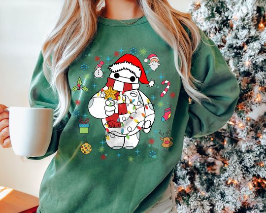 Discover Baymax Christmas Shirt Disney Big Hero 6 | Retro Vintage Holiday Tee 2025 | Cute Disney World Trip Shirt | Family Matching Xmas Gift USA