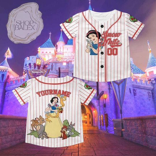 Discover Disney Princess 2025 Snow White Baseball Jersey, Custom Disney Jersey Shirt