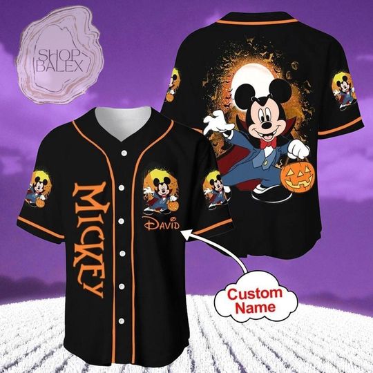 Discover Custom Mickey Dracula Halloween Baseball Jersey, Personalized Disney Jersey Shirt
