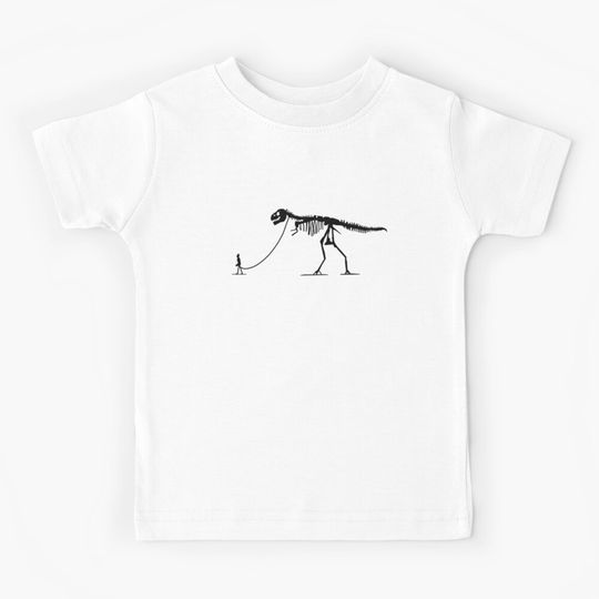 Discover Extinct T-Rex Dinosaur on Leash Kids T-Shirt