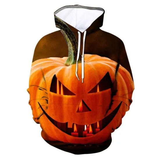 Discover 3D Pumpkin Face Halloween Hoodie Spooky Jack-O_-Lantern Costume