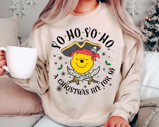 Discover Retro Winnie The Pooh Pirate Christmas Shirt | Vintage Disney Xmas Tee | Family Matching Disney World Holiday Outfit