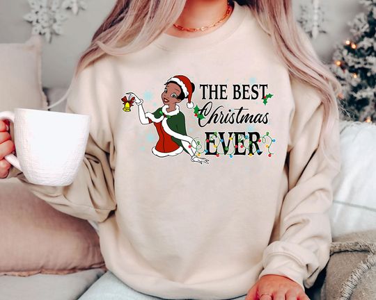 Discover Retro Tiana Princess and the Frog Christmas Sweatshirt | Vintage Disney Princess Xmas Tee | Family Matching Holiday Outfit