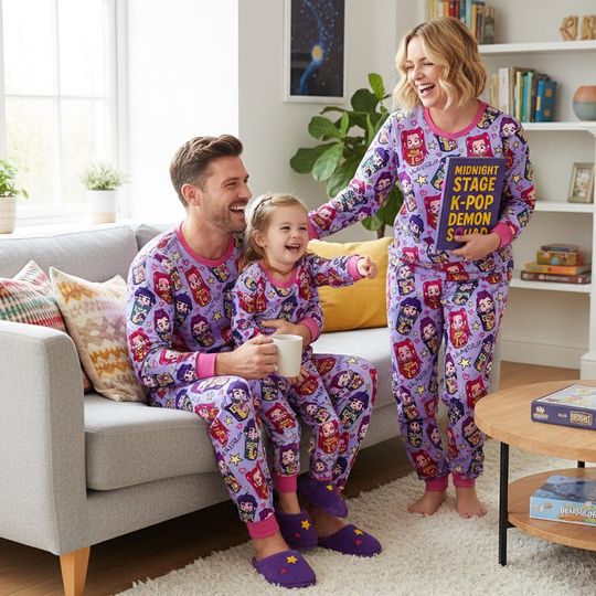 Discover Demon Hunters Pajama Set, Mira Rumi Joey T-shirt Pants Set, Saja Girls Long Sleeve Pjs, Gift For Kpop Fan, Kpop Movie Sleepwear