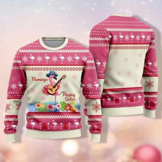 Flamingo Christmas Ugly Sweater, Farm Animals Holiday Sweatshirt, Family Christmas Sweater for Women