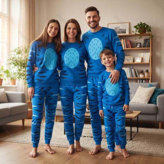 Kpop Derpy Tiger Costume Pajama, Tiger Demon Hunter Cosplay Pjs Pants, Blue Tiger Matching Family Pajama, Derpy Tiger Tracksuit, Kpop Demon