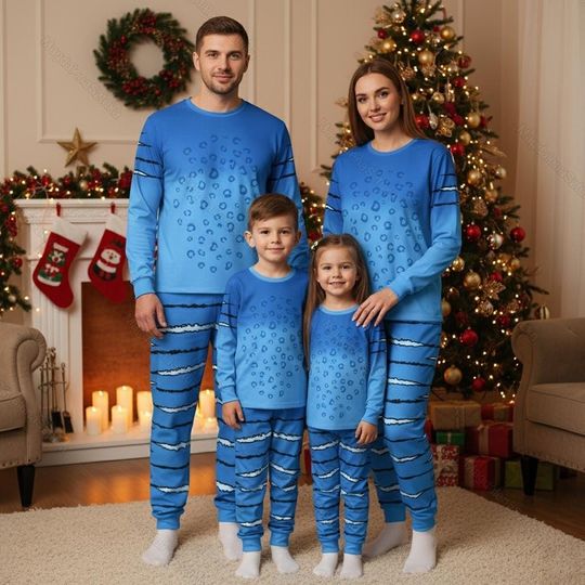 Kpop Derpy Tiger Costume Pajama, Tiger Demon Hunter Cosplay Sleepwear, Blue Tiger Matching Family Pajama, Halloween Costume Gift For Family