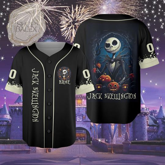 Custom Jack Skellington Baseball Jersey, Halloween Nightmare Jersey Shirt