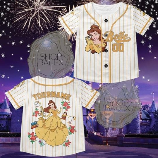 Discover Custom Belle Baseball Jersey, Disney Princess Belle Shirt