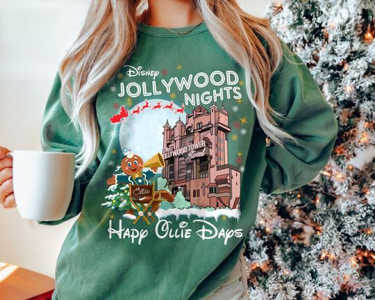 Discover Disney Jollywood Nights Christmas Shirt | Retro Hollywood Tower Hotel Holiday Tee | Vintage Disney World Xmas Top 2025