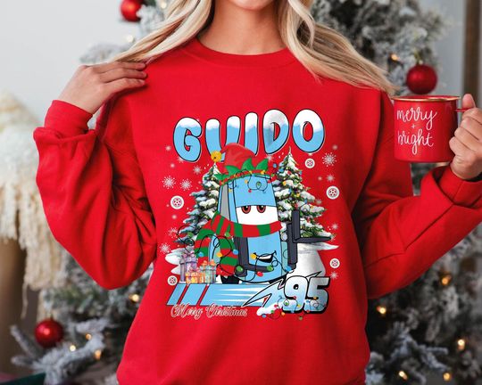 Discover Guido Cars Christmas Shirt | Retro Disney Pixar Holiday Tee | Vintage Guido 95 Merry Xmas Top 2025 | Family Matching Disney World Gift