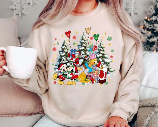 Discover Mickey and Friends Christmas Shirt | Retro Disney Holiday Tee | Vintage Minnie Donald Goofy Pluto Top 2025 | Family Matching Disney Gift