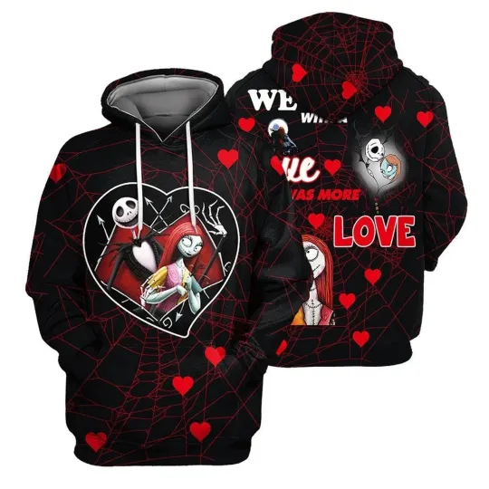 Nightmare Couple Jack Skellington Loves Sally Valentine 3D HOODIE All Over Print