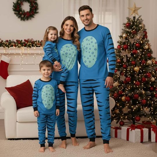 Blue Tiger Costume Matching Pajamas, Tiger Cosplay Family Pajamas, Costume Tiger Christmas Family Pajamas, Xmas Gift