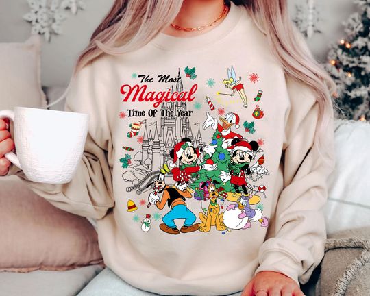 Discover Most Magical Time of the Year Disney Christmas Shirt | Retro Mickey Minnie Castle Tee 2025 | Vintage Disney World Trip Shirt