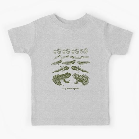 Discover Vintage Biology: Frog Life Cycle Metamorphosis from Toad to Tadpole for Science Lovers and Natural History Enthusiasts Kids T-Shirt