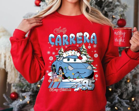 Discover Sally Carrera Cars Christmas Shirt | Retro Disney Pixar Holiday Tee | Vintage Sally 95 Merry Xmas Top 2025 | Family Matching Disney World